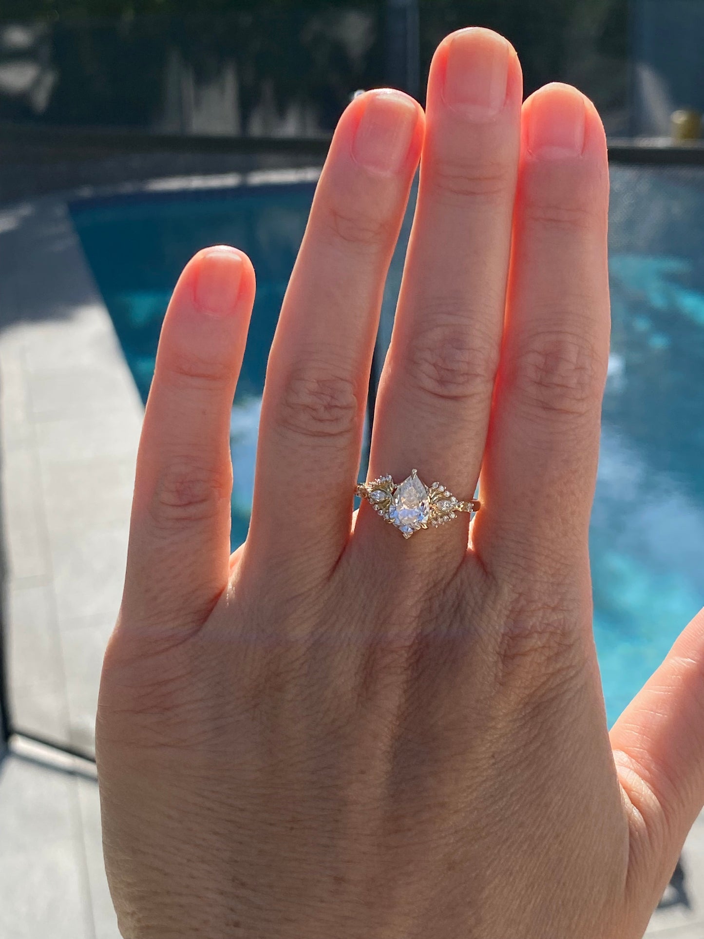 Moval Swirl Semi Pave Engagement Ring – 2.5 CT Lab Grown Diamond