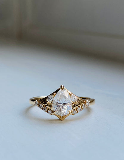 Moval Swirl Semi Pave Engagement Ring – 2.5 CT Lab Grown Diamond