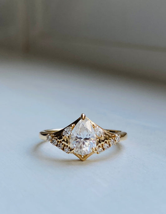 Moval Swirl Semi Pave Engagement Ring – 2.5 CT Lab Grown Diamond