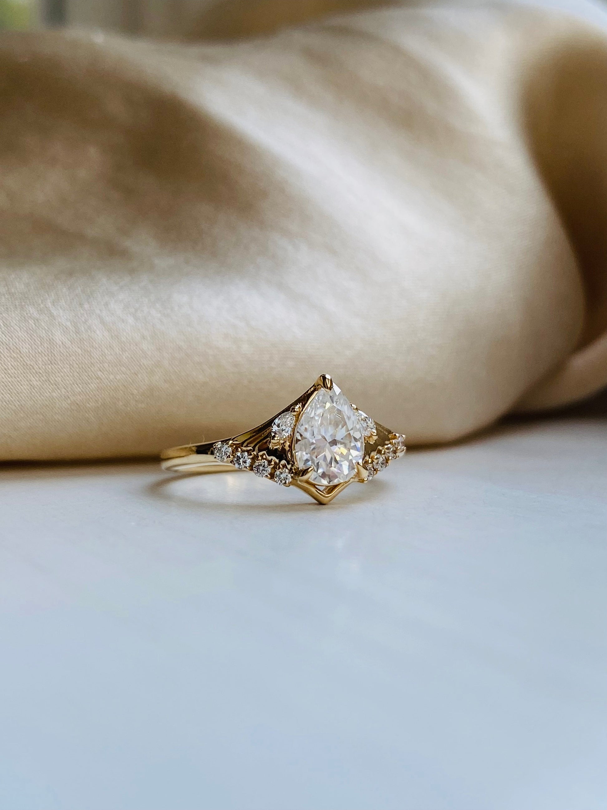 Moval Swirl Semi Pave Engagement Ring – 2.5 CT Lab Grown Diamond