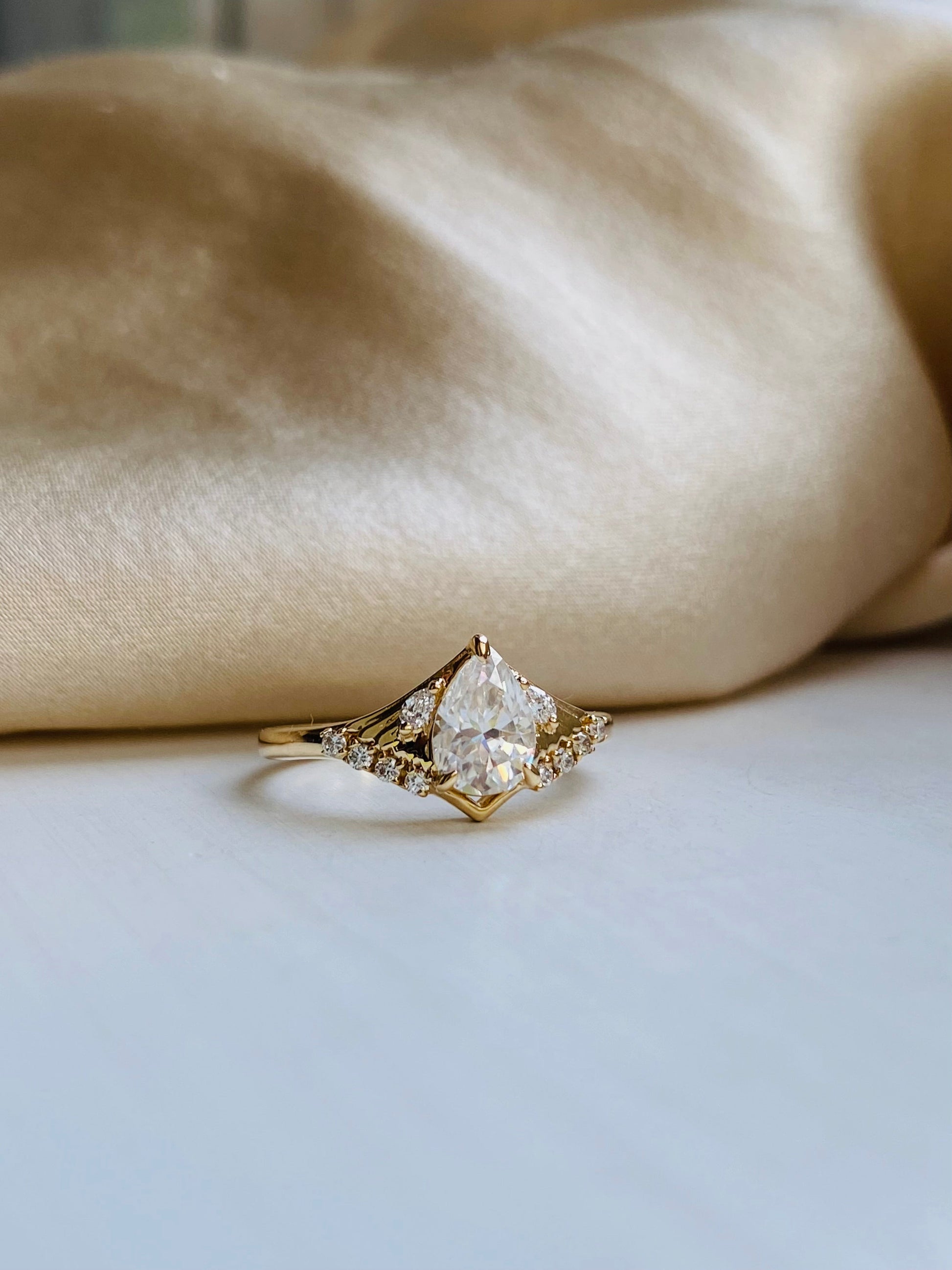 Moval Swirl Semi Pave Engagement Ring – 2.5 CT Lab Grown Diamond
