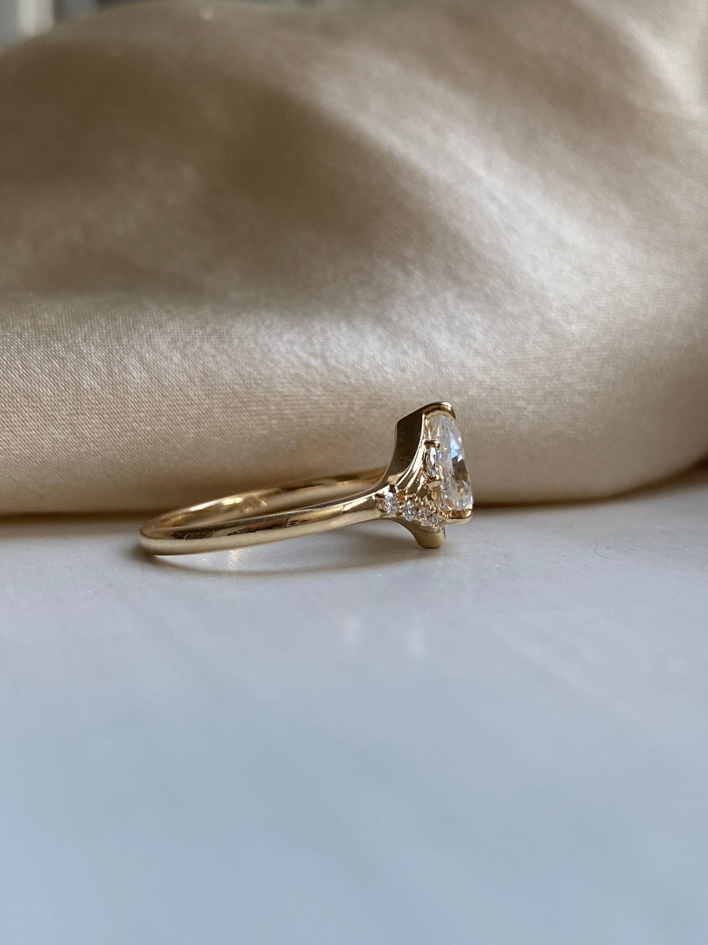 Moval Swirl Semi Pave Engagement Ring – 2.5 CT Lab Grown Diamond