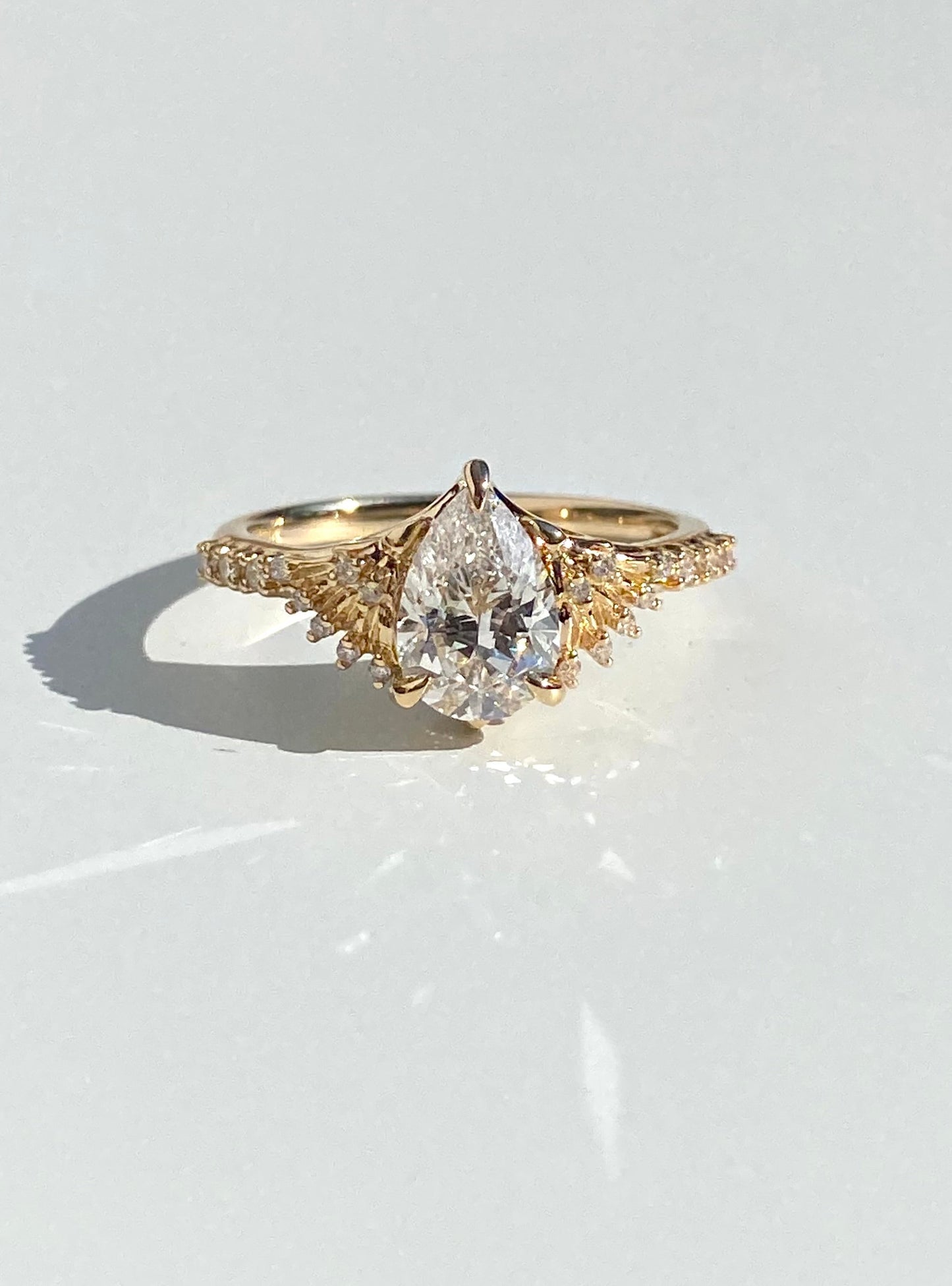 Moval Swirl Semi Pave Engagement Ring – 2.5 CT Lab Grown Diamond