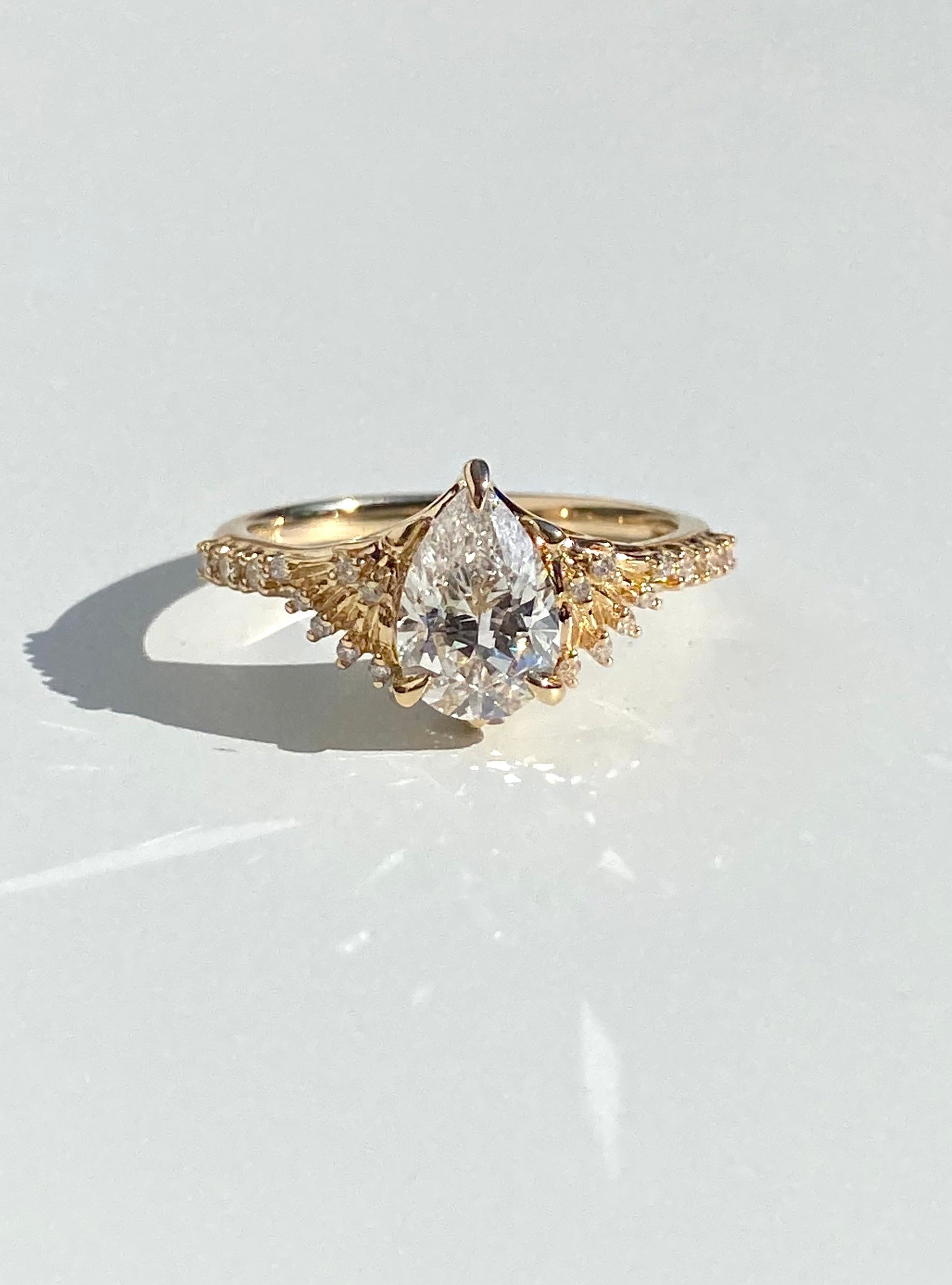 Moval Swirl Semi Pave Engagement Ring – 2.5 CT Lab Grown Diamond