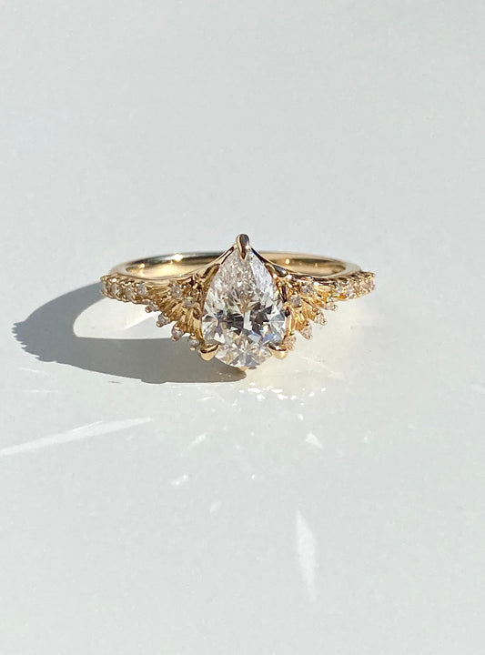 Moval Swirl Semi Pave Engagement Ring – 2.5 CT Lab Grown Diamond