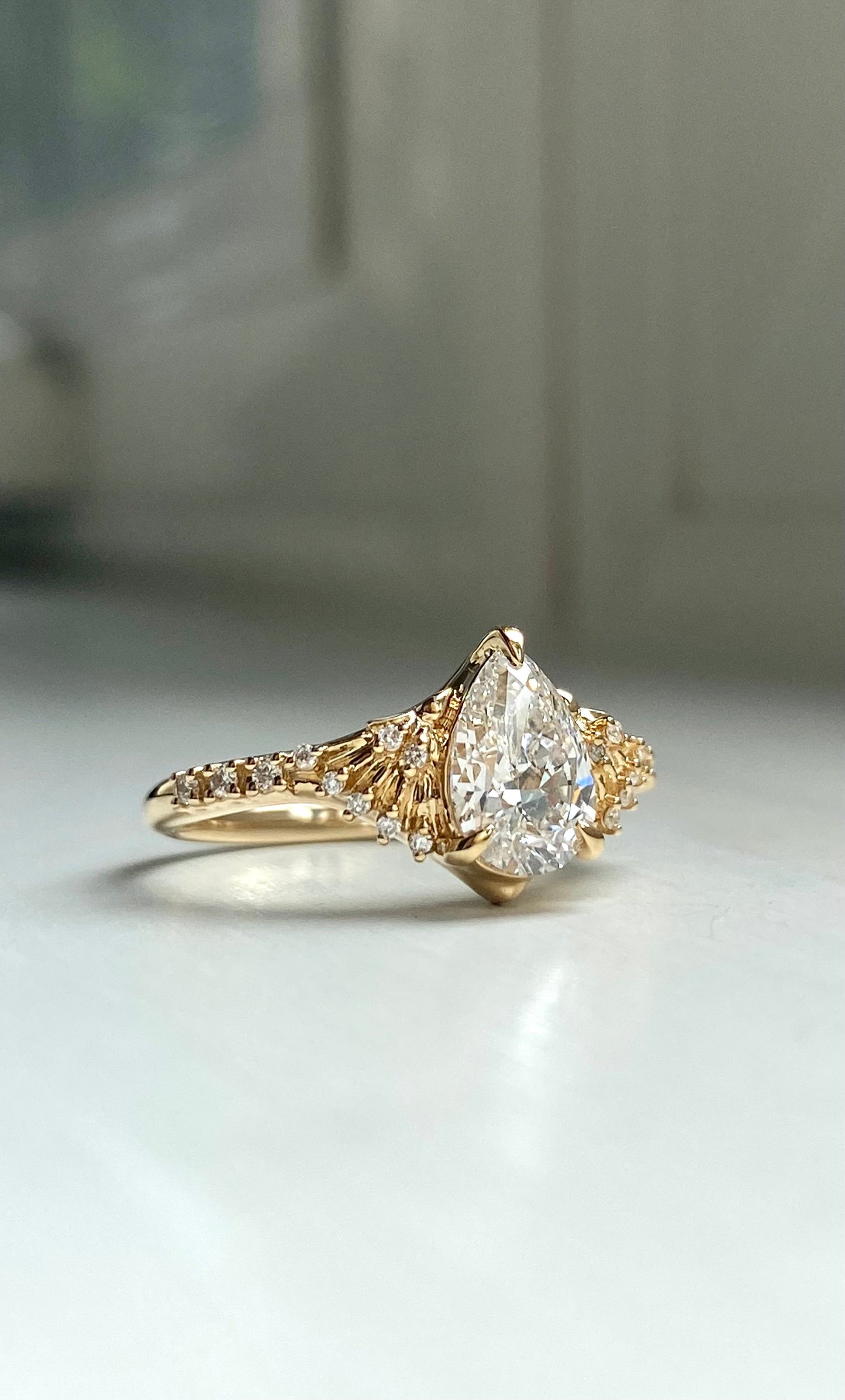 Moval Swirl Semi Pave Engagement Ring – 2.5 CT Lab Grown Diamond