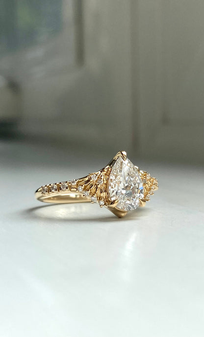 Moval Swirl Semi Pave Engagement Ring – 2.5 CT Lab Grown Diamond