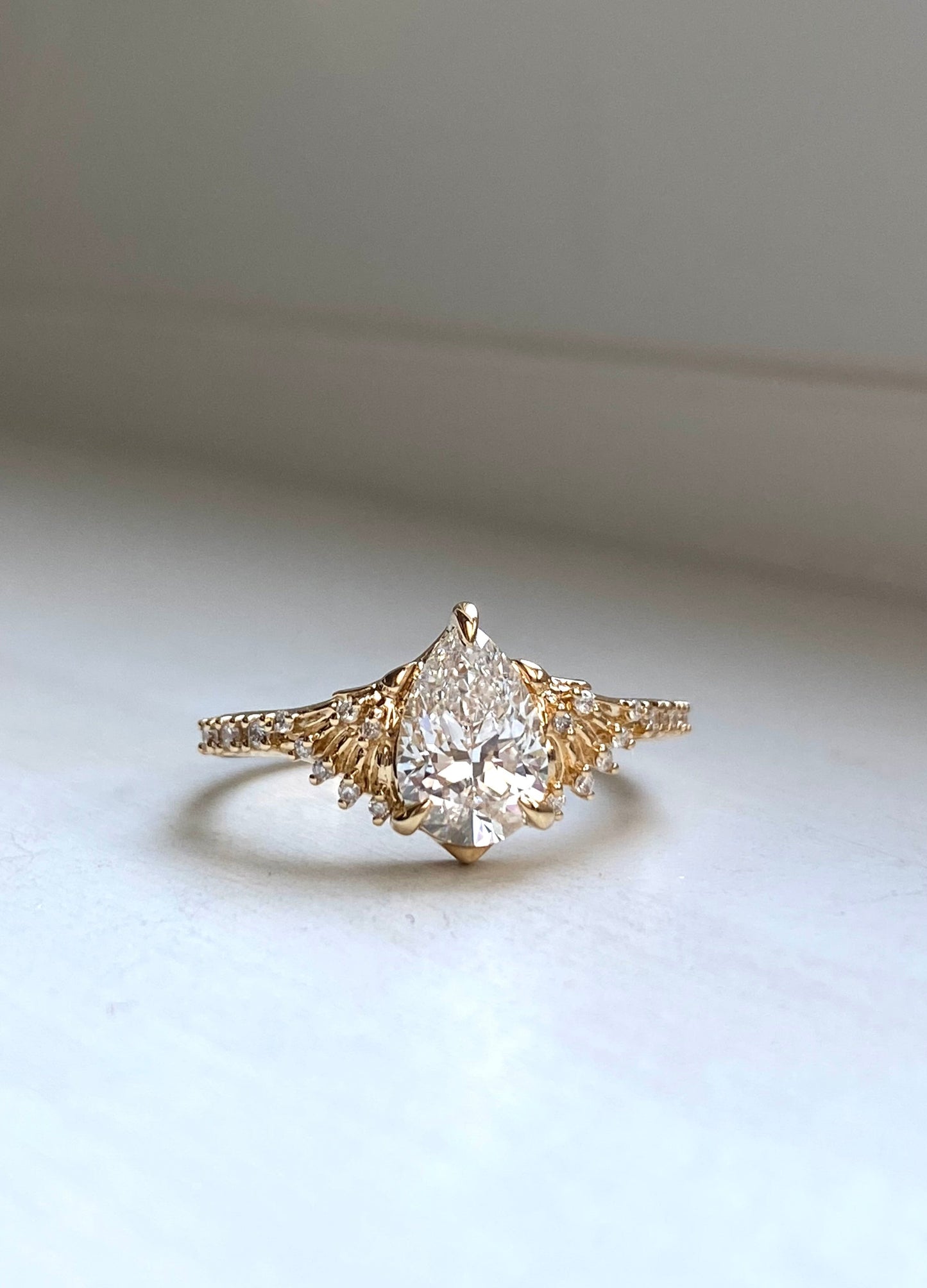 Moval Swirl Semi Pave Engagement Ring – 2.5 CT Lab Grown Diamond