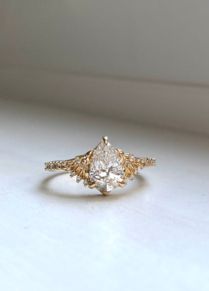 Moval Swirl Semi Pave Engagement Ring – 2.5 CT Lab Grown Diamond