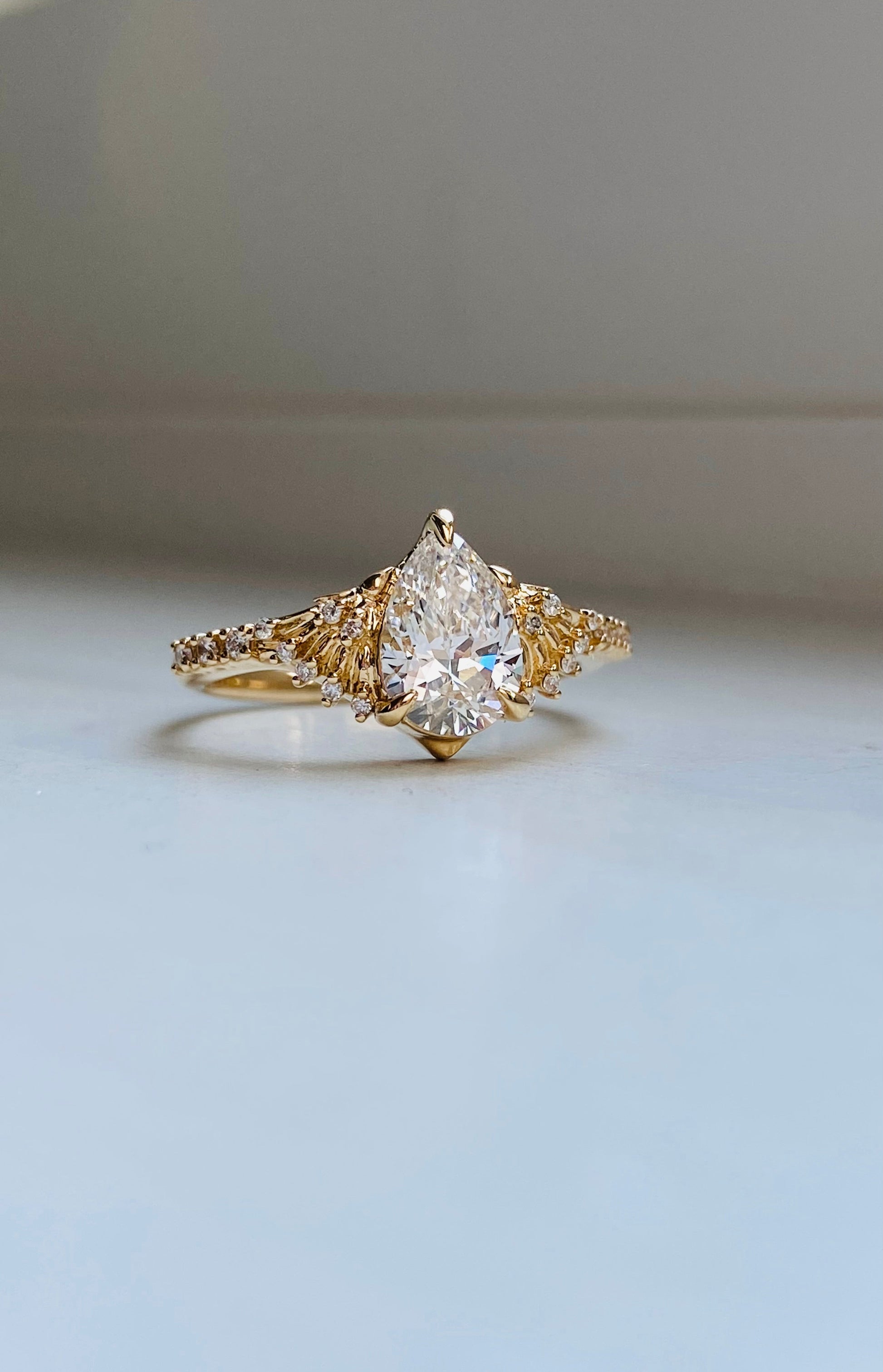 Moval Swirl Semi Pave Engagement Ring – 2.5 CT Lab Grown Diamond