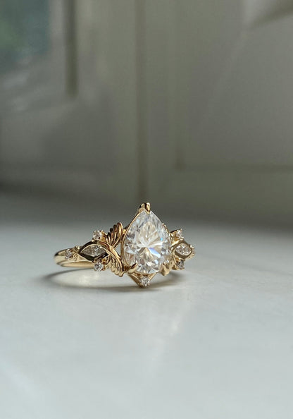 Moval Swirl Semi Pave Engagement Ring – 2.5 CT Lab Grown Diamond