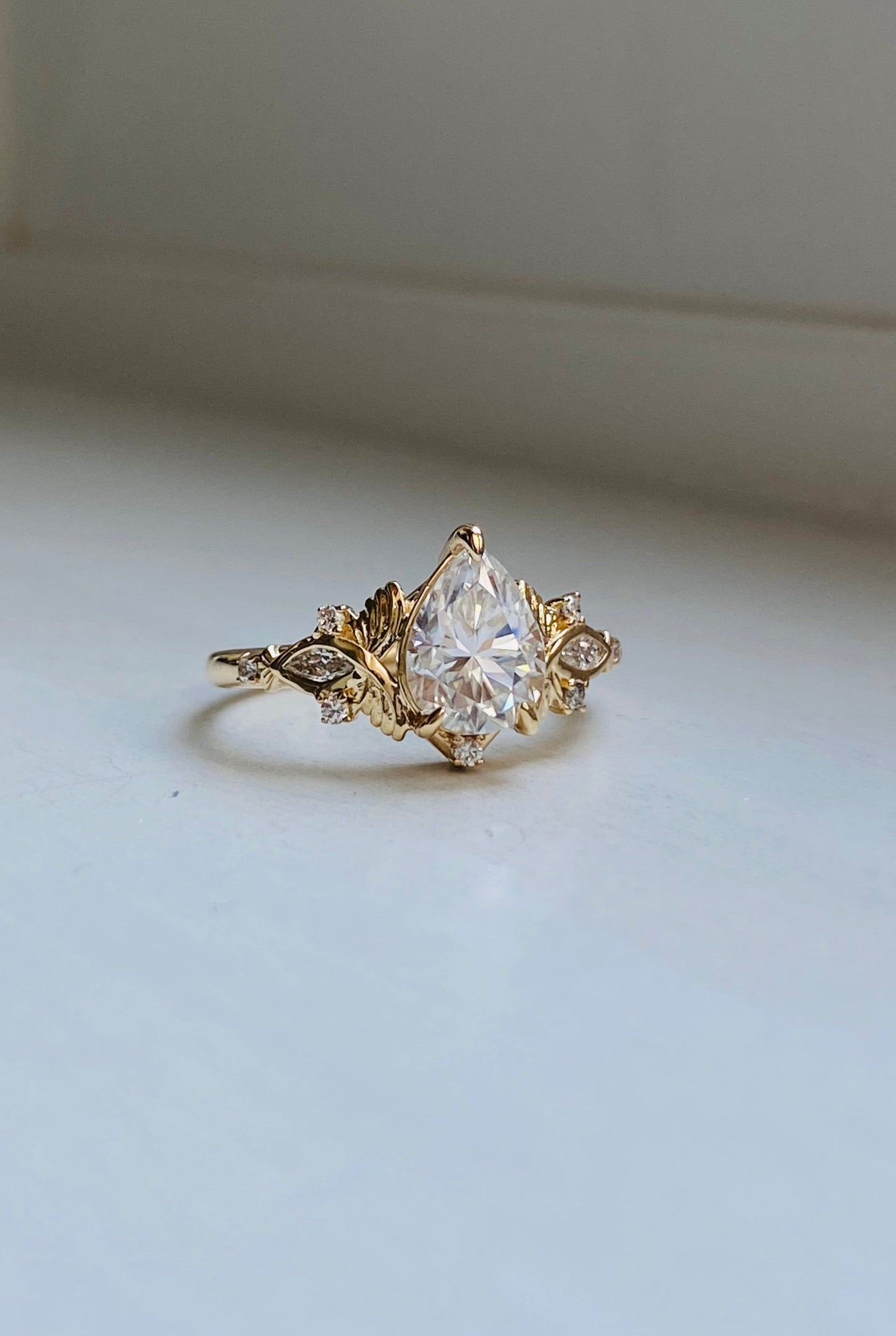 Moval Swirl Semi Pave Engagement Ring – 2.5 CT Lab Grown Diamond