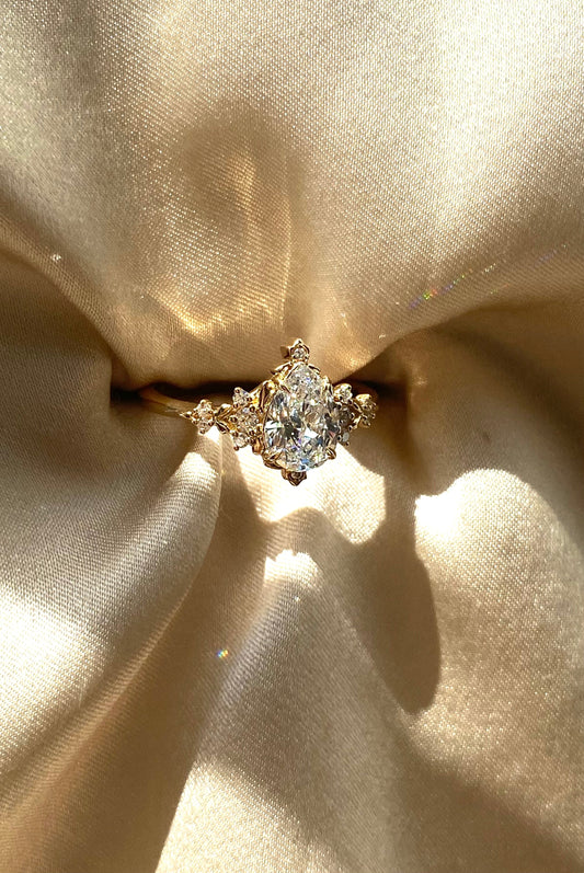 Moval Swirl Semi Pave Engagement Ring – 2.5 CT Lab Grown Diamond