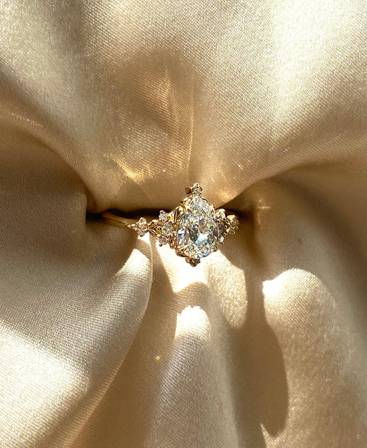 Moval Swirl Semi Pave Engagement Ring – 2.5 CT Lab Grown Diamond
