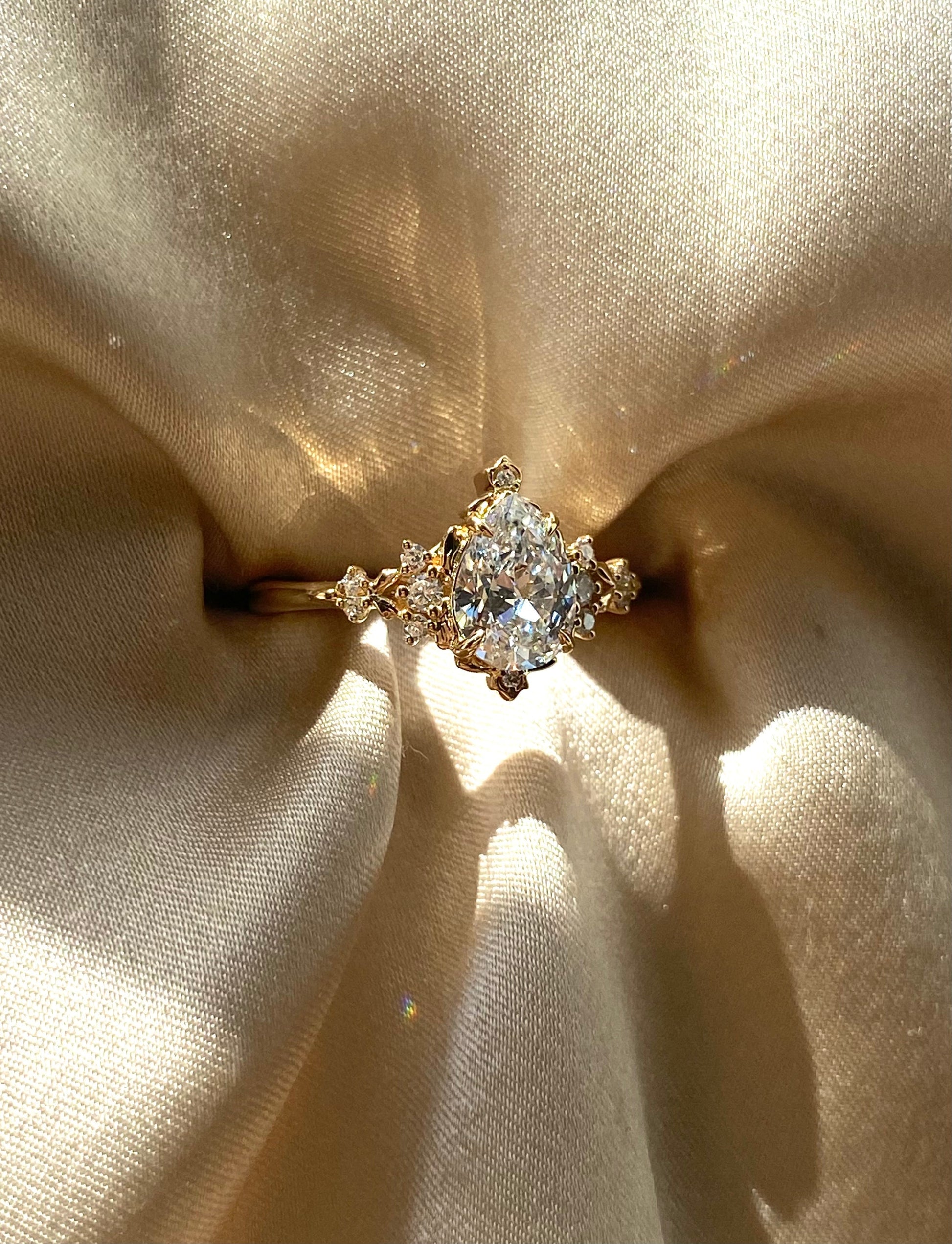 Moval Swirl Semi Pave Engagement Ring – 2.5 CT Lab Grown Diamond