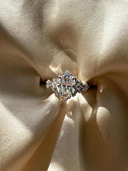 Moval Swirl Semi Pave Engagement Ring – 2.5 CT Lab Grown Diamond