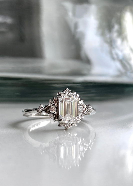 Moval Swirl Semi Pave Engagement Ring – 2.5 CT Lab Grown Diamond