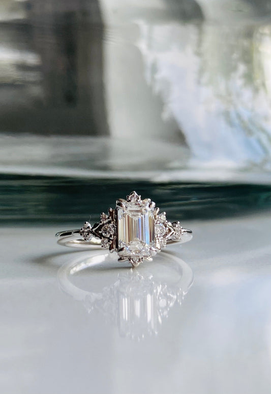 Moval Swirl Semi Pave Engagement Ring – 2.5 CT Lab Grown Diamond