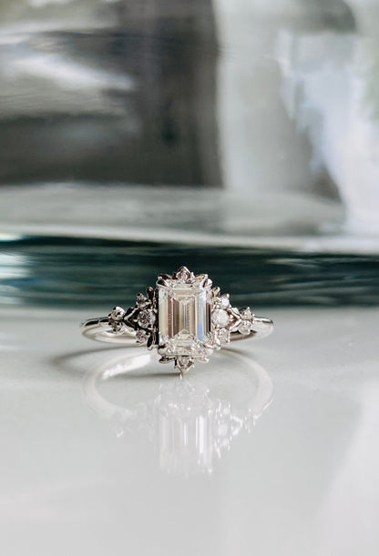 Moval Swirl Semi Pave Engagement Ring – 2.5 CT Lab Grown Diamond