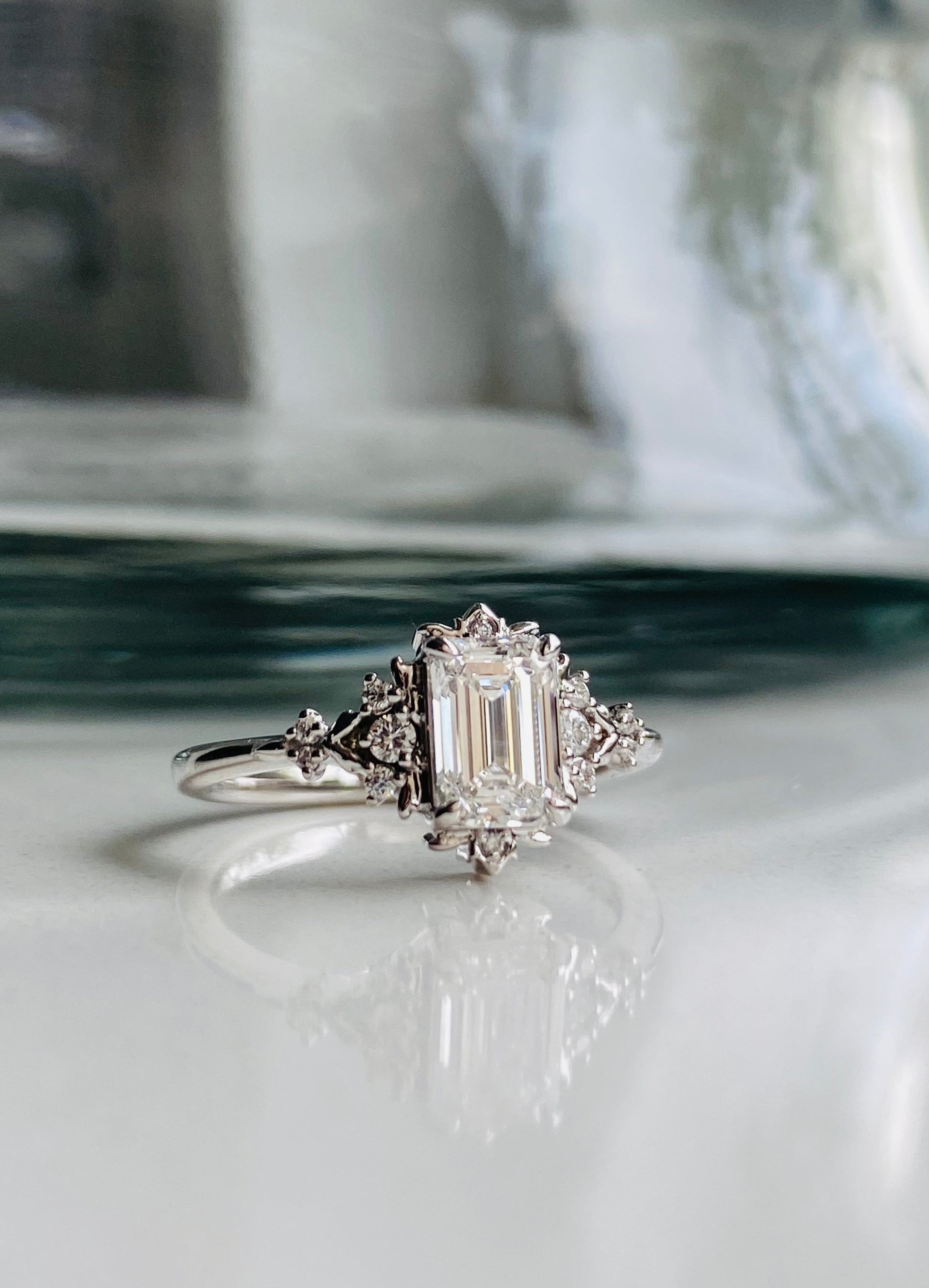 Moval Swirl Semi Pave Engagement Ring – 2.5 CT Lab Grown Diamond