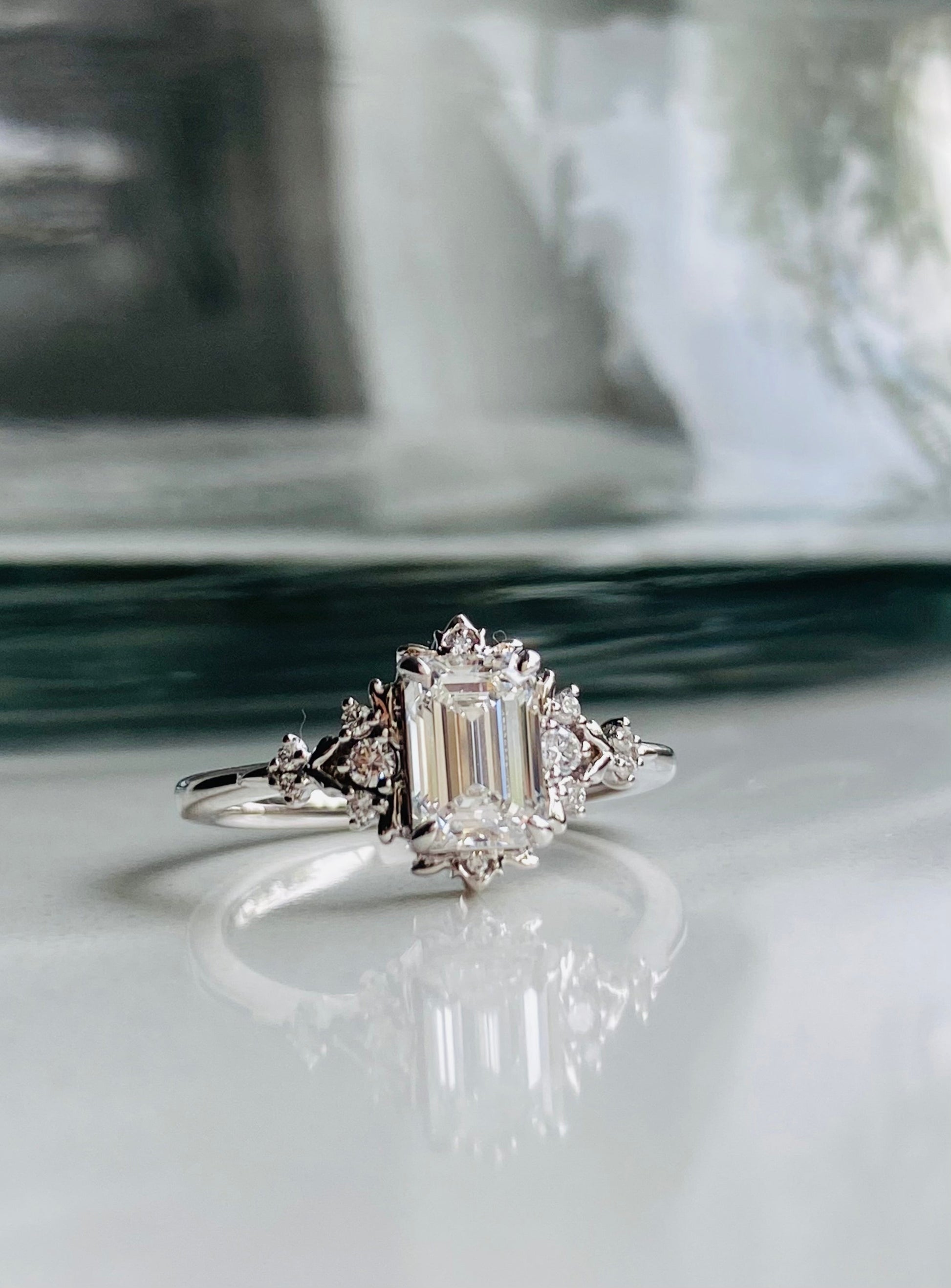 Moval Swirl Semi Pave Engagement Ring – 2.5 CT Lab Grown Diamond