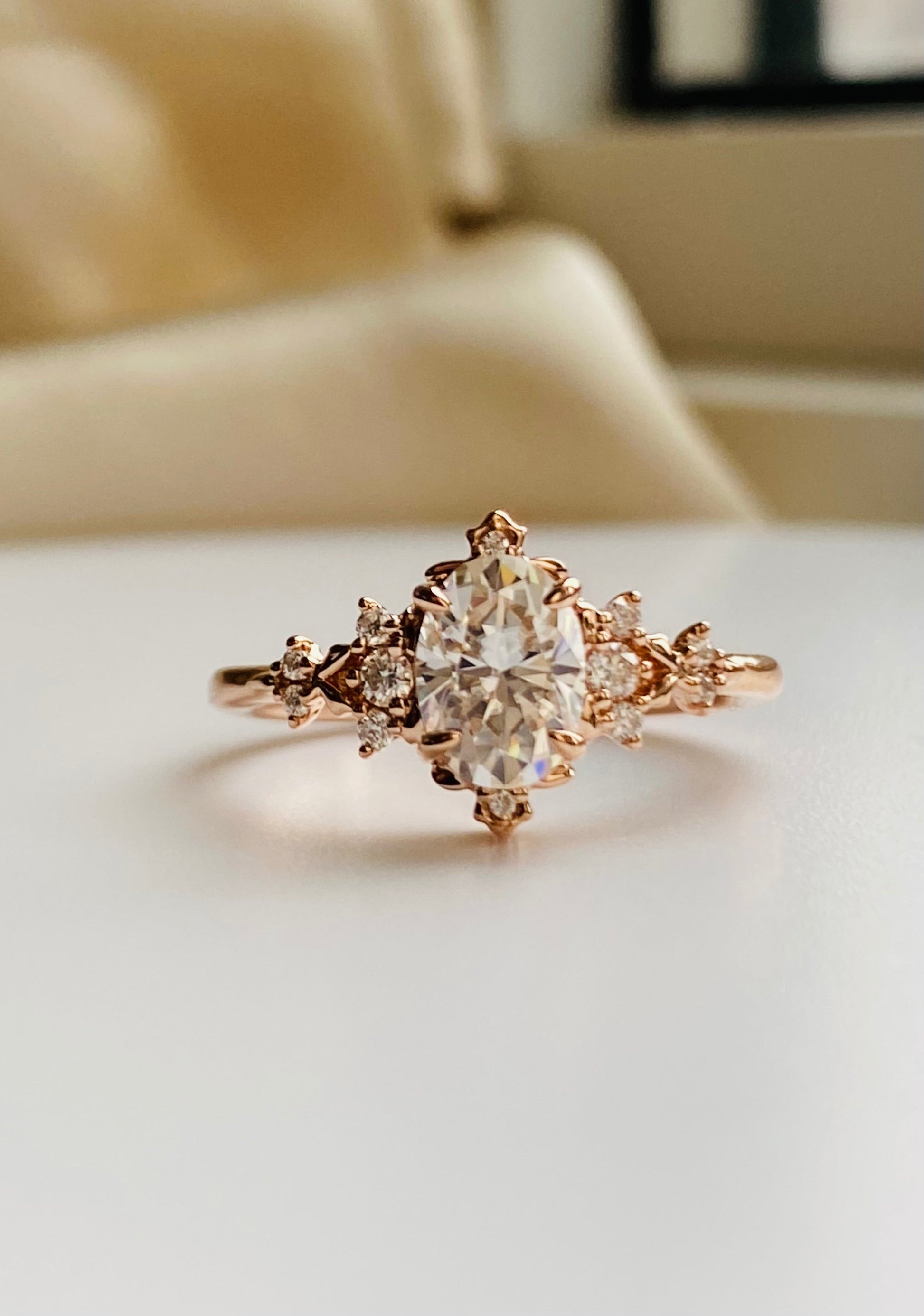 Moval Swirl Semi Pave Engagement Ring – 2.5 CT Lab Grown Diamond