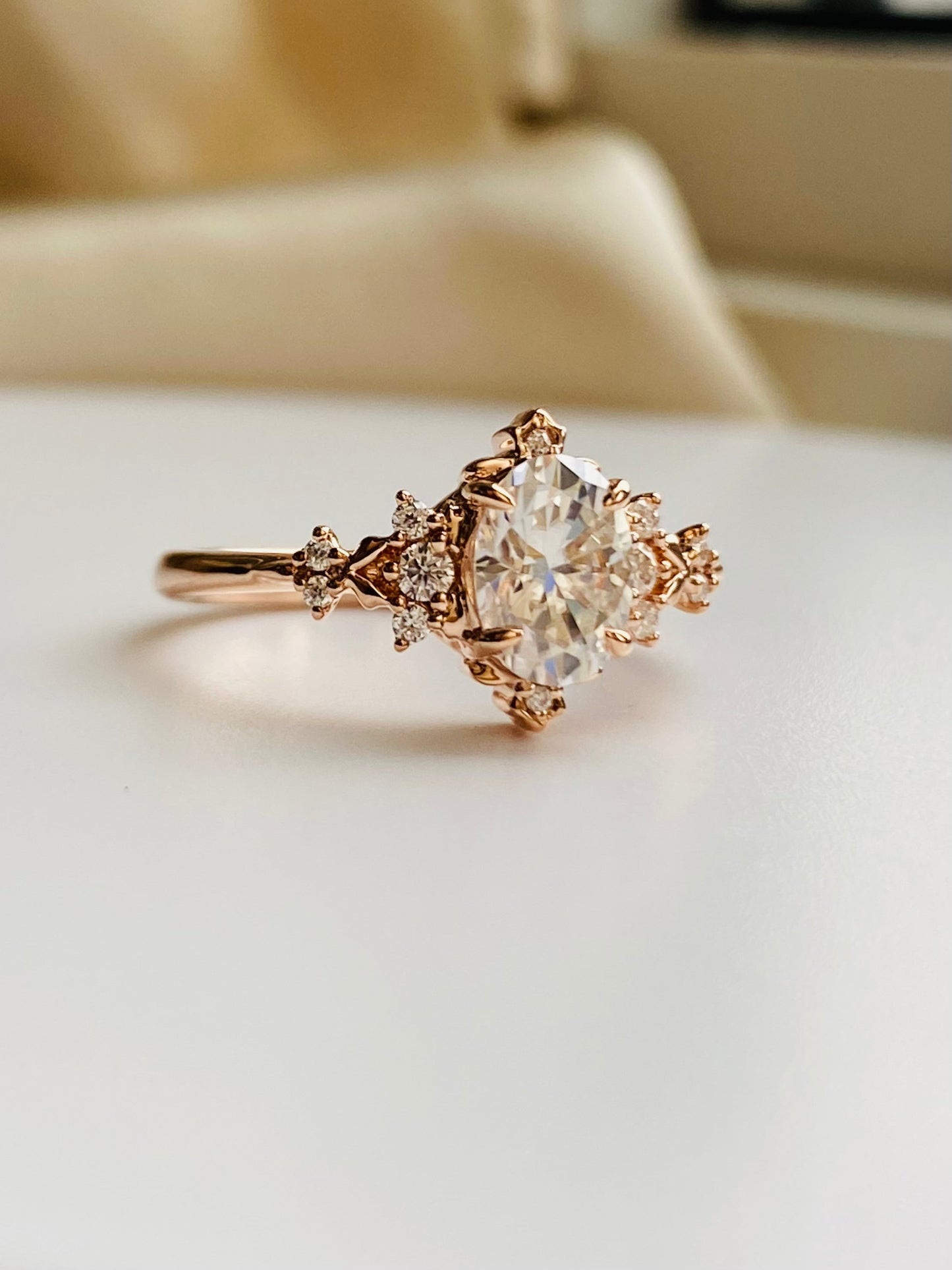 Moval Swirl Semi Pave Engagement Ring – 2.5 CT Lab Grown Diamond
