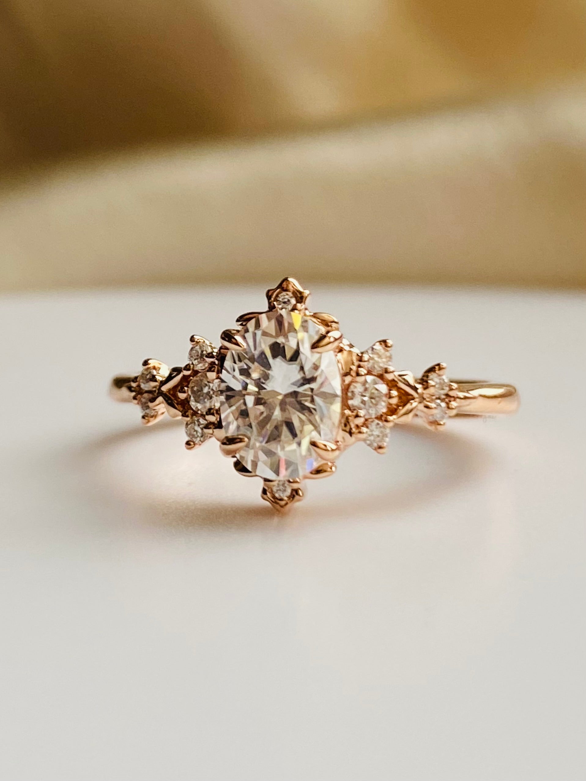 Moval Swirl Semi Pave Engagement Ring – 2.5 CT Lab Grown Diamond