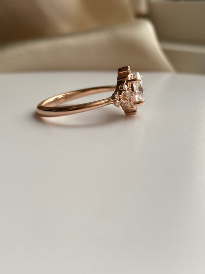 Moval Swirl Semi Pave Engagement Ring – 2.5 CT Lab Grown Diamond