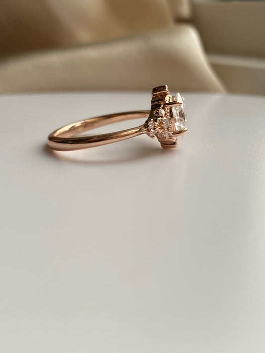 Moval Swirl Semi Pave Engagement Ring – 2.5 CT Lab Grown Diamond