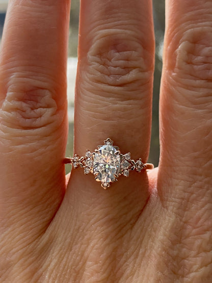 Moval Swirl Semi Pave Engagement Ring – 2.5 CT Lab Grown Diamond