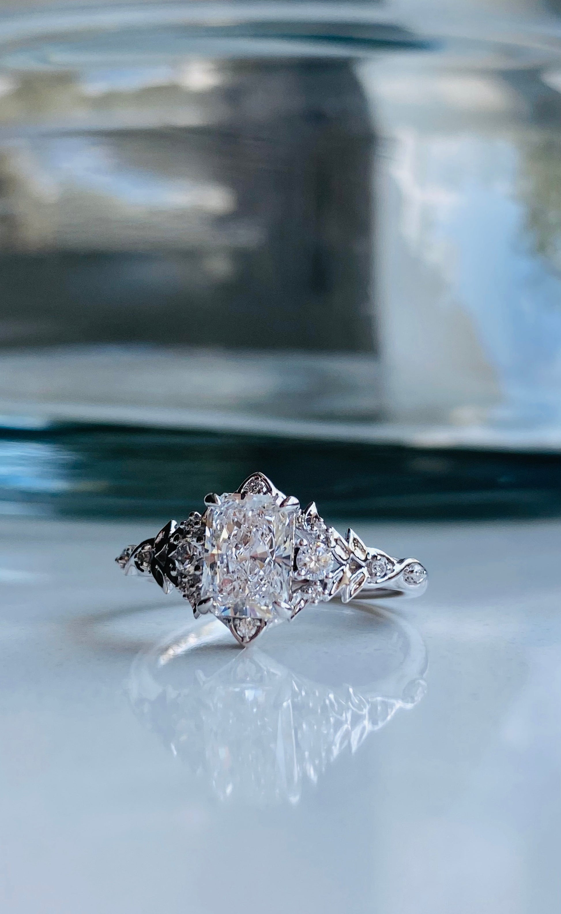 Moval Swirl Semi Pave Engagement Ring – 2.5 CT Lab Grown Diamond