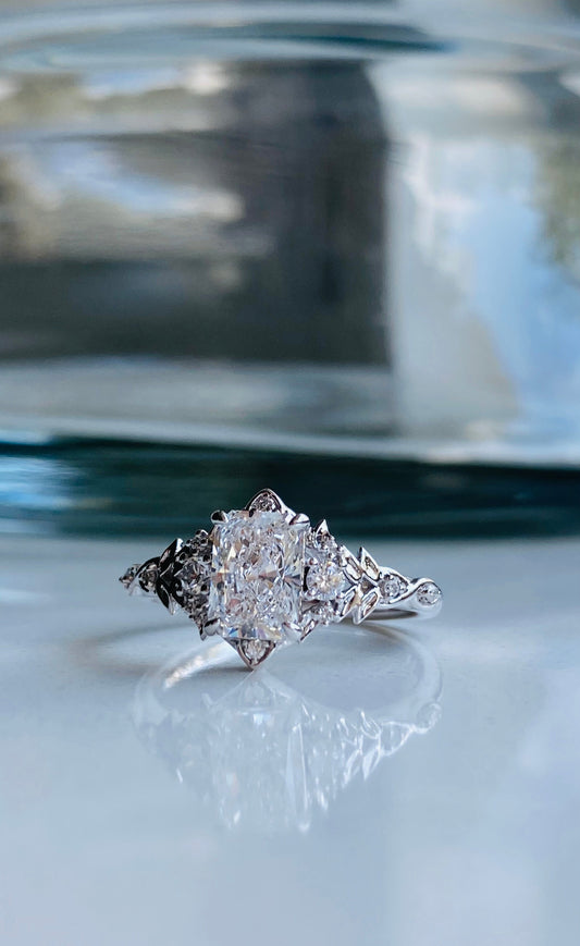 Moval Swirl Semi Pave Engagement Ring – 2.5 CT Lab Grown Diamond