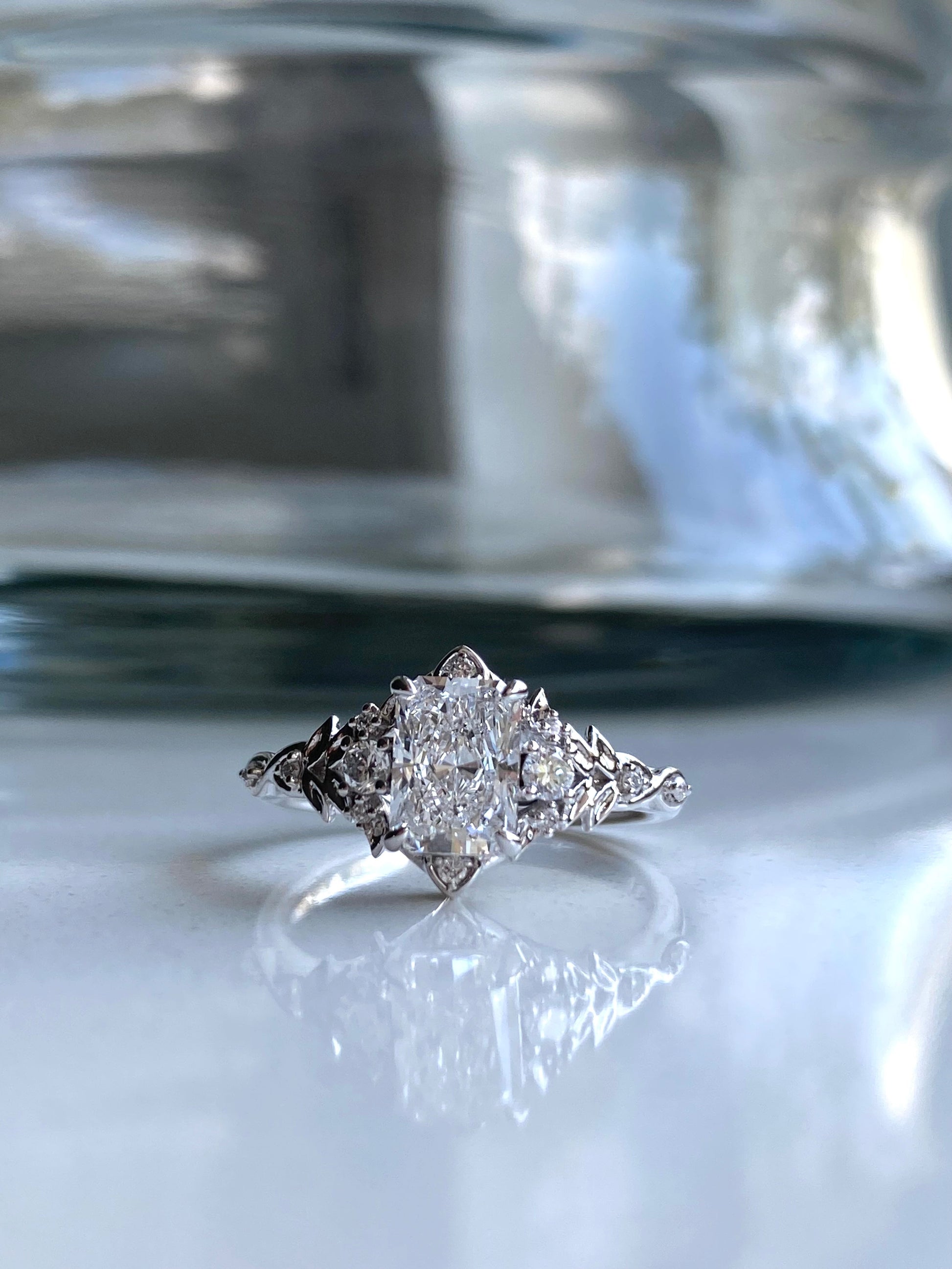 Moval Swirl Semi Pave Engagement Ring – 2.5 CT Lab Grown Diamond