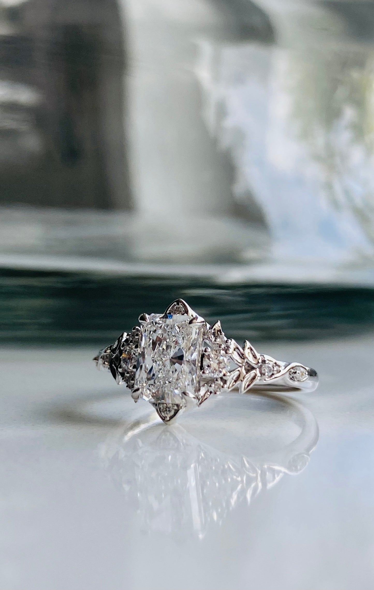 Moval Swirl Semi Pave Engagement Ring – 2.5 CT Lab Grown Diamond