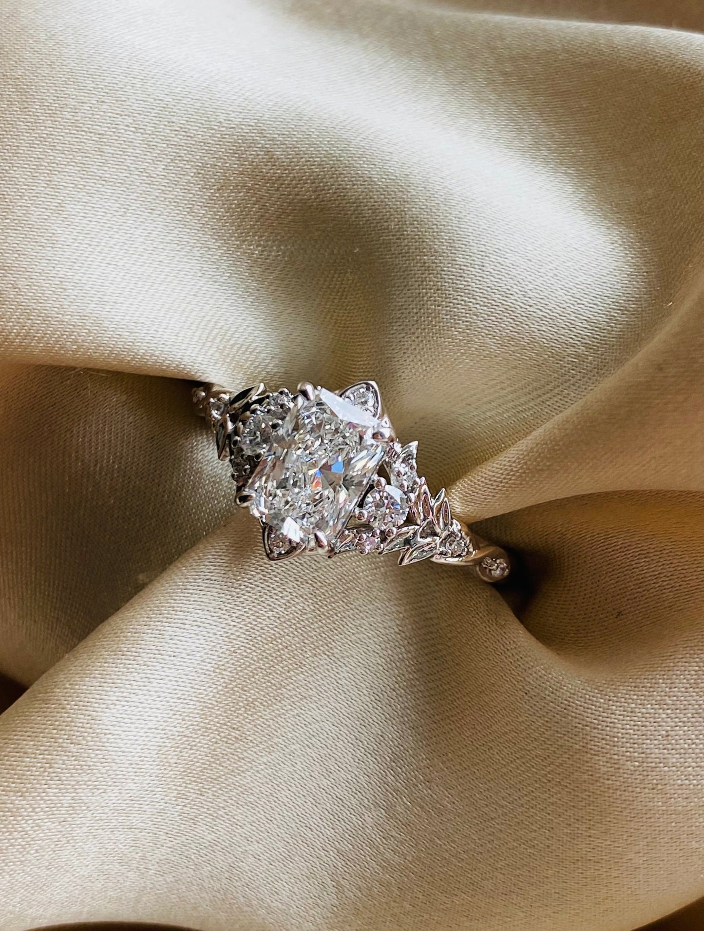 Moval Swirl Semi Pave Engagement Ring – 2.5 CT Lab Grown Diamond