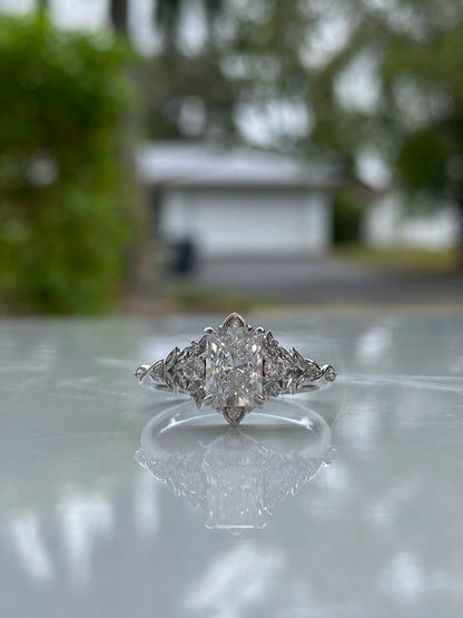 Moval Swirl Semi Pave Engagement Ring – 2.5 CT Lab Grown Diamond
