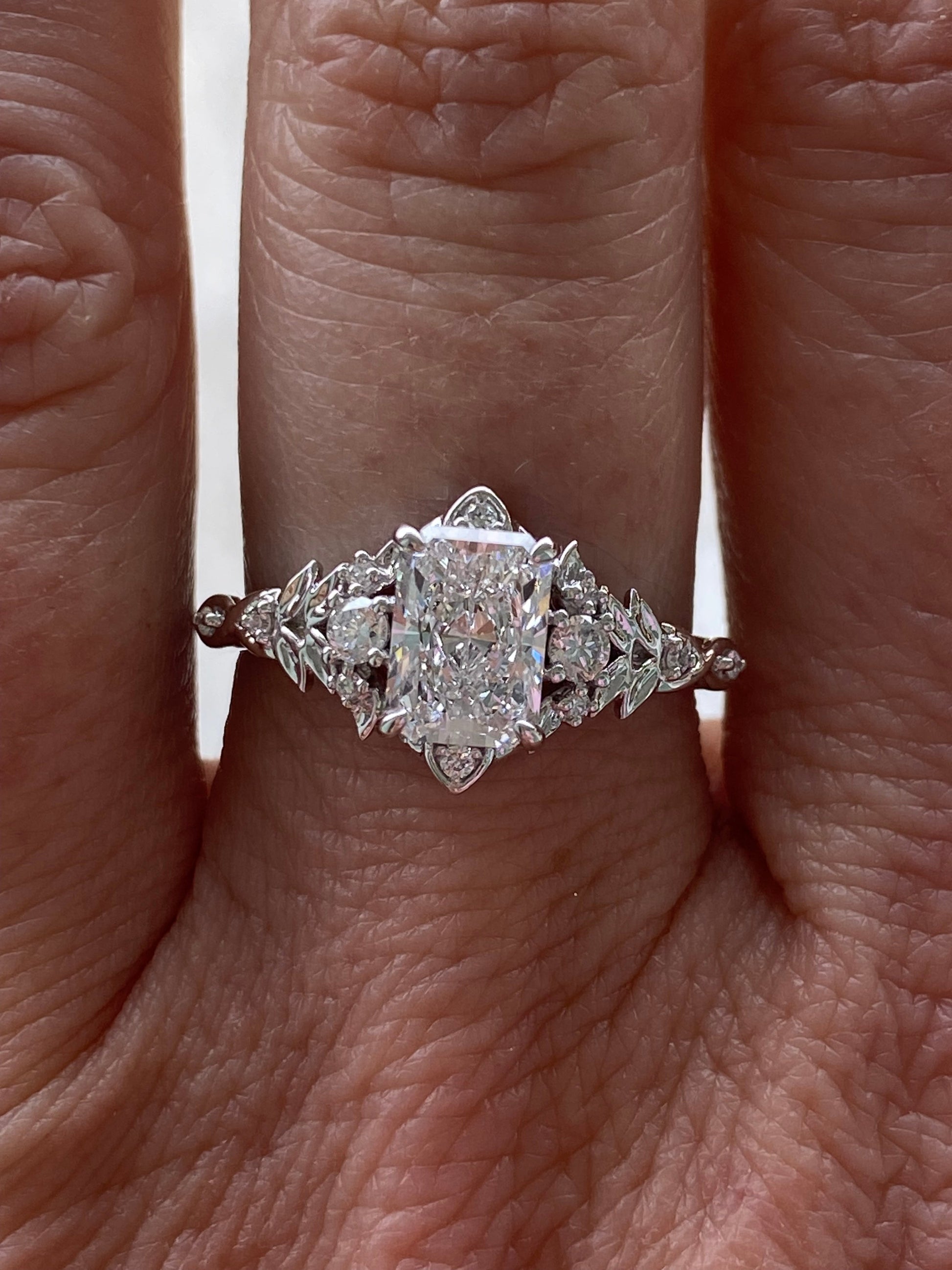Moval Swirl Semi Pave Engagement Ring – 2.5 CT Lab Grown Diamond