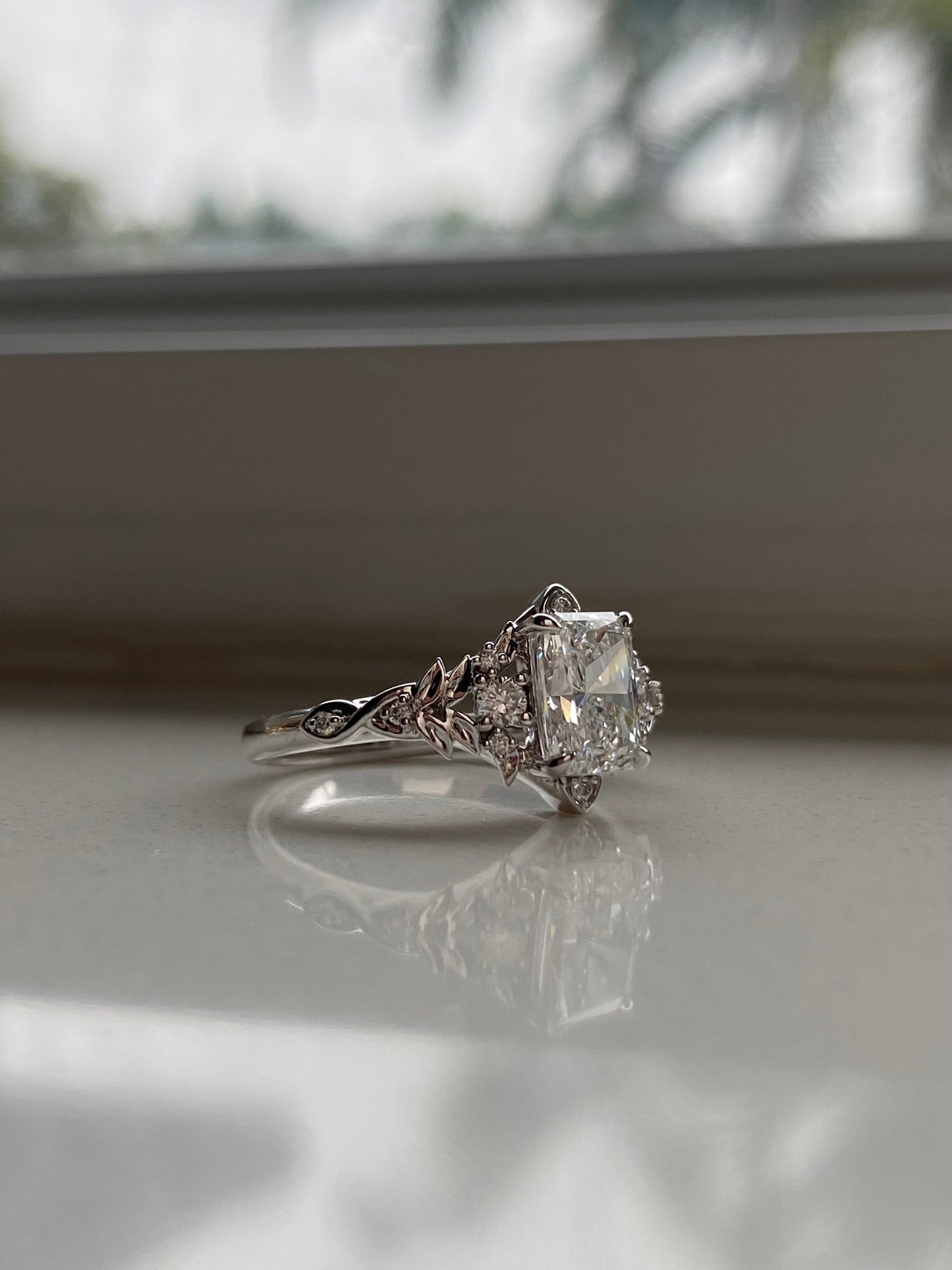Moval Swirl Semi Pave Engagement Ring – 2.5 CT Lab Grown Diamond