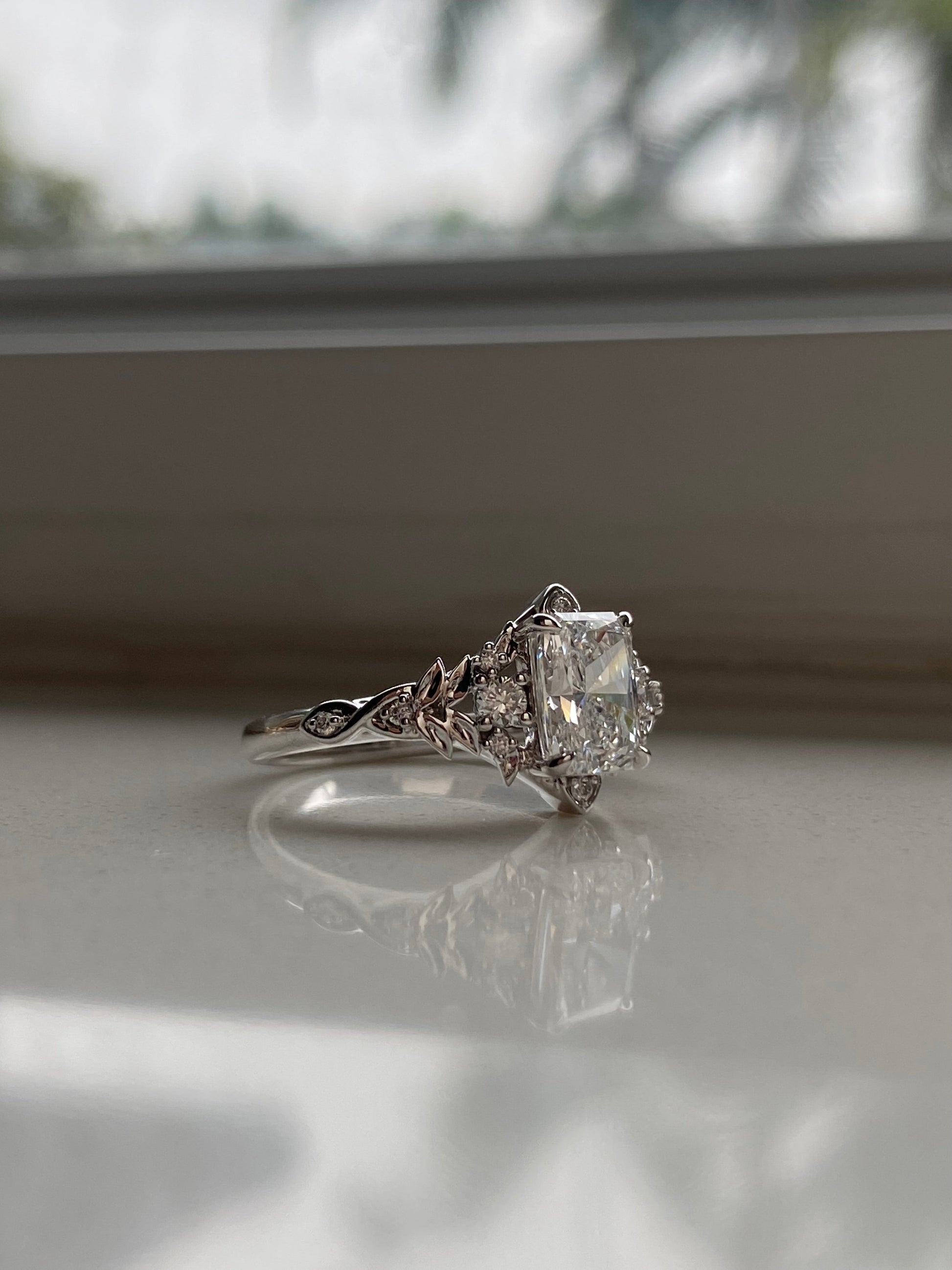 Moval Swirl Semi Pave Engagement Ring – 2.5 CT Lab Grown Diamond