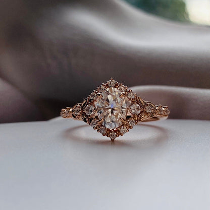 Moval Swirl Semi Pave Engagement Ring – 2.5 CT Lab Grown Diamond