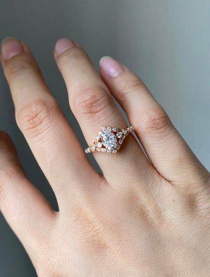 Moval Swirl Semi Pave Engagement Ring – 2.5 CT Lab Grown Diamond