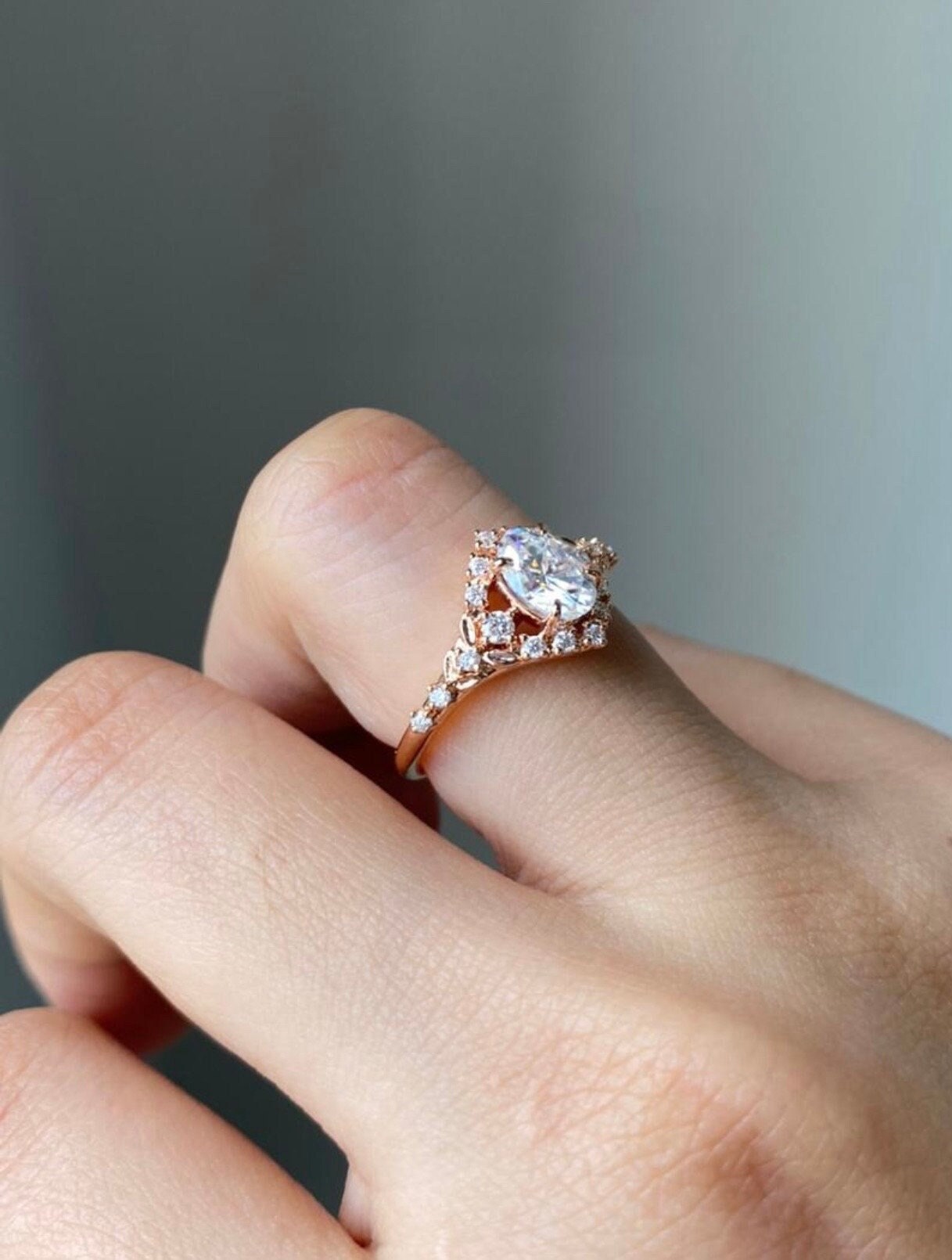 Moval Swirl Semi Pave Engagement Ring – 2.5 CT Lab Grown Diamond