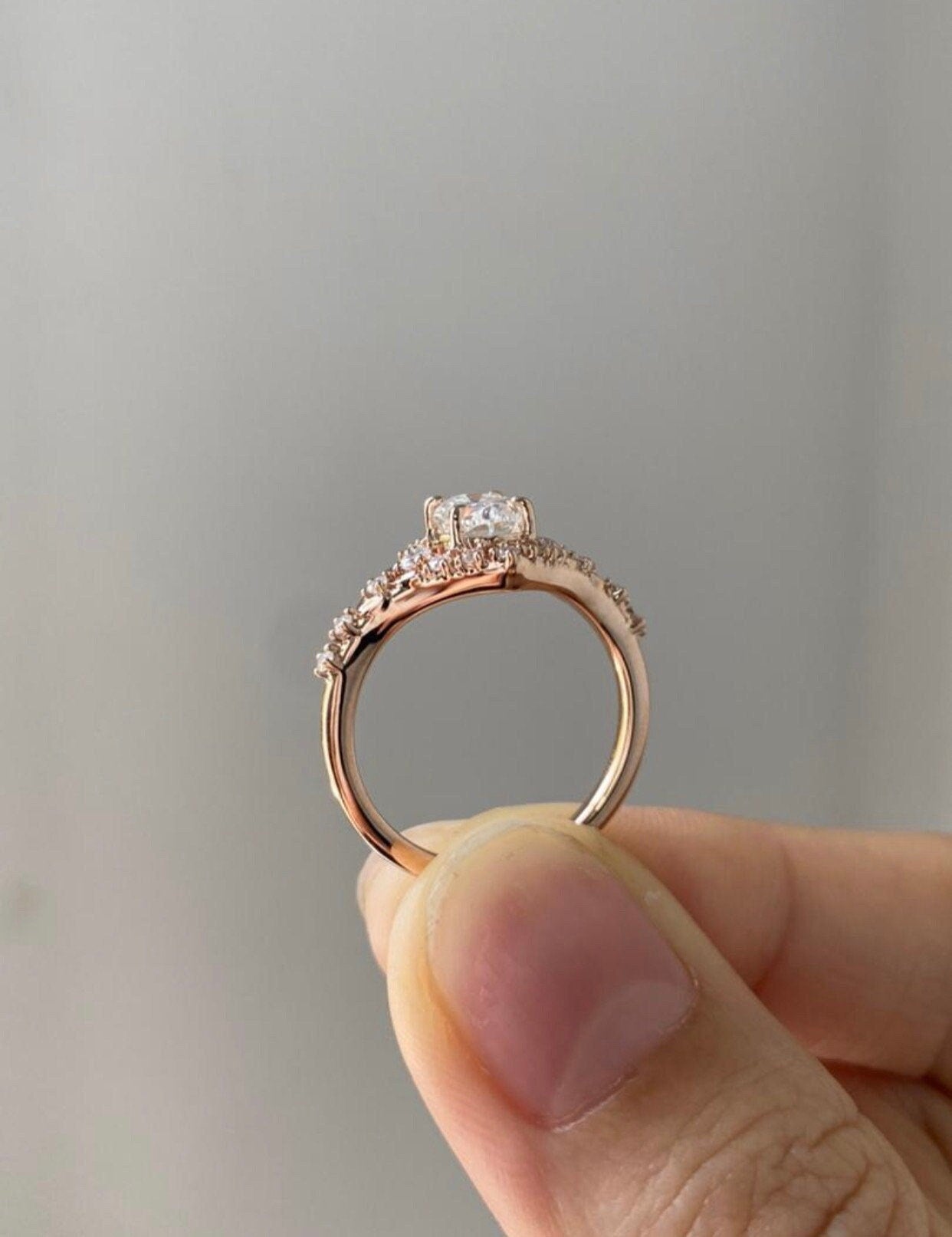 Moval Swirl Semi Pave Engagement Ring – 2.5 CT Lab Grown Diamond