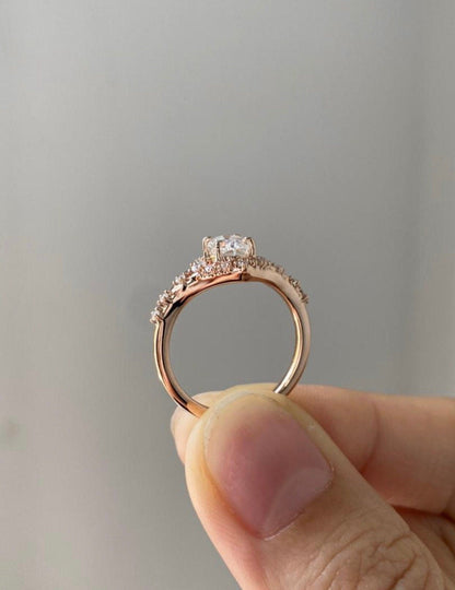 Moval Swirl Semi Pave Engagement Ring – 2.5 CT Lab Grown Diamond