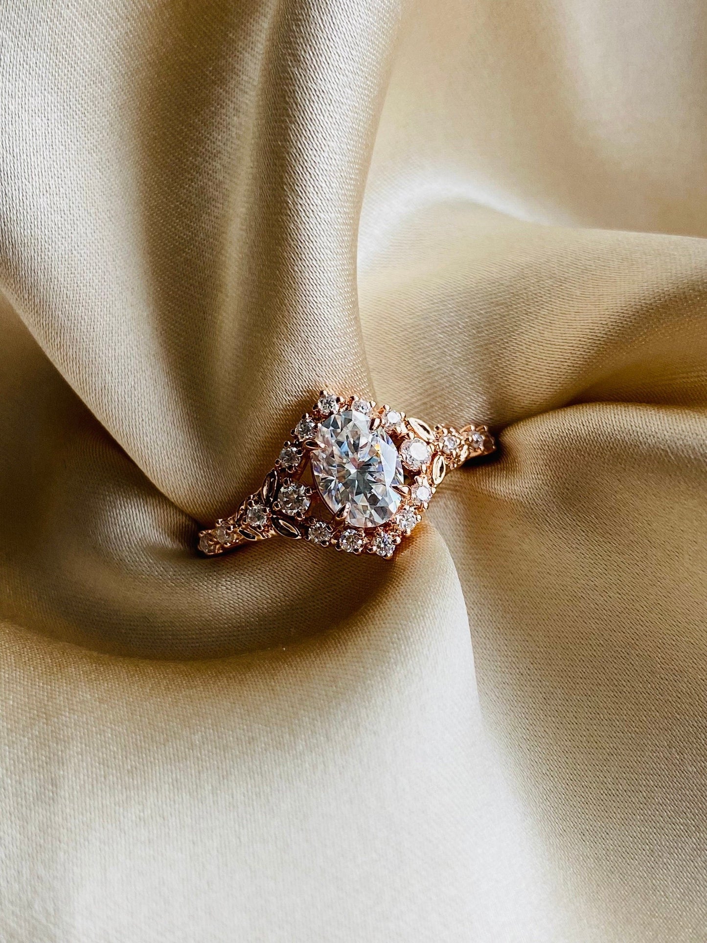 Moval Swirl Semi Pave Engagement Ring – 2.5 CT Lab Grown Diamond
