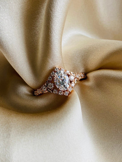 Moval Swirl Semi Pave Engagement Ring – 2.5 CT Lab Grown Diamond
