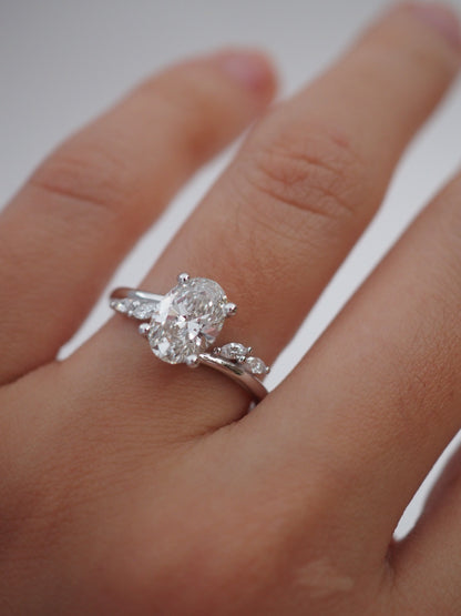 Round Swirl Semi Pave Engagement Ring – 1 CT Moissanite Diamond