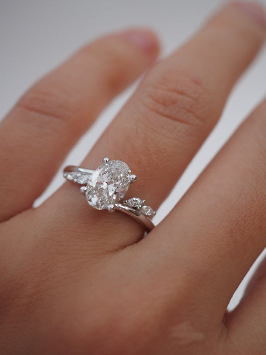 Round Swirl Semi Pave Engagement Ring – 1 CT Moissanite Diamond
