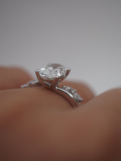 Round Swirl Semi Pave Engagement Ring – 1 CT Moissanite Diamond
